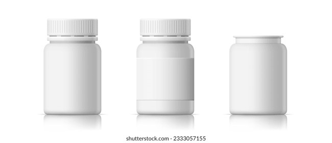 3D Realistic White Medical Plastic Bottle. EPS10 Vector