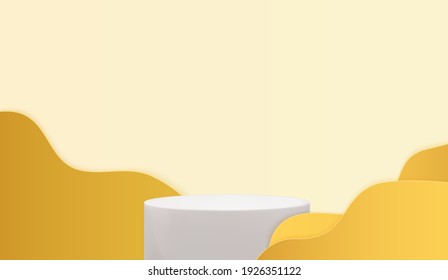 3D Realistic white podium Background. Design Template for Fashion Cosmetics Product. Vector Illustration