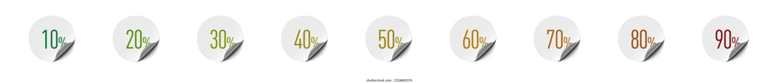 3D Realistic White Round Sticker With Curled Side. Sale Percent. EPS10 Vector