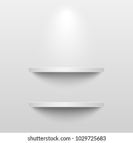 3D realistic white shelf isolated on gray background, vector illustration