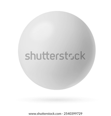 3D realistic white sphere vector illustration isolated on white background. Abstract ball or pearl shape with shadow.