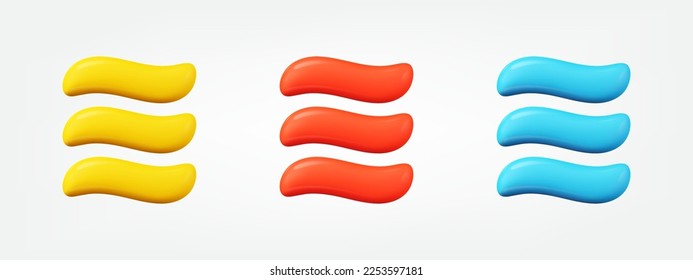3d realistic wind symbol. wavy lines vector icon set. illustration design elements collection in cartoon minimal style