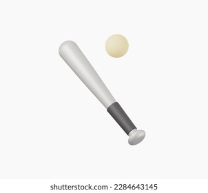 3.d Ilustración del bate de béisbol y del vector de bola de madera realista