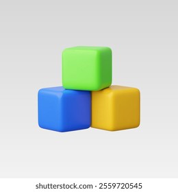 3D Realistic Wooden building blocks icon vector illustration