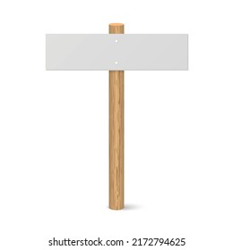 3d realistic wooden signboard. Blank road board with shadow