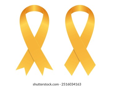 3d realistic yellow awareness ribbon on white background vector illustration