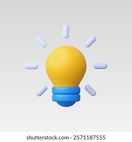 3d Realistic yellow lightbulb vector illustration