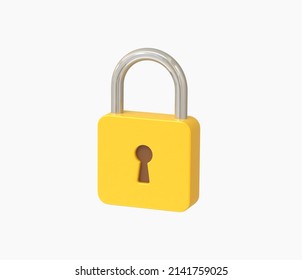 3d Realistic Yellow Locked padlock vector illustration