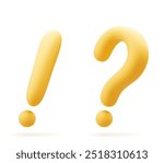 3d Realistic yellow question mark vector Illustration. Exclamations and Question Marks. FAQ concept. Online Support center. Ask Questions and receive Answers. Online Support center. Frequently Aske