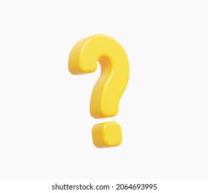 3d Realistic yellow question mark vector Illustration