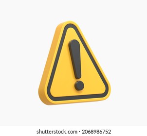 3D Realistic yellow triangle warning sign vector illustration. - Shutterstock ID 2068986752