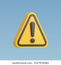 3d Realistic yellow triangle warning sign vector illustration.