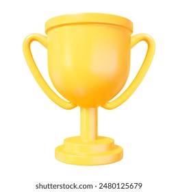 3d realistic yellow trophy cup. Stock vector illustration on isolated background.	
