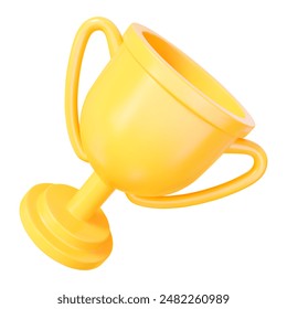 3d realistic yellow trophy cup. Stock vector illustration on isolated background.	
