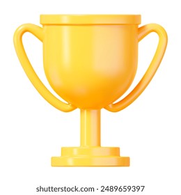 3d realistic yellow trophy cup. Stock vector illustration on isolated background.	
