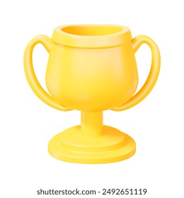 3d realistic yellow trophy cup. Stock vector illustration on isolated background.	
