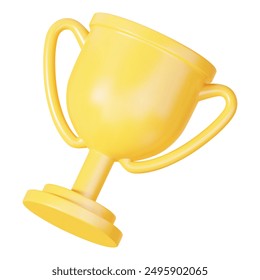 3d realistic yellow trophy cup. Stock vector illustration on isolated background.	
