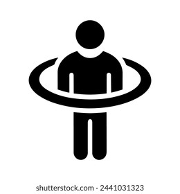 3d reality icon. User rotate icon. Person rotation symbol. Vector illustration