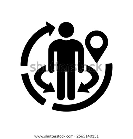 3d reality icon. User rotate icon. Person rotation symbol. Vector illustration