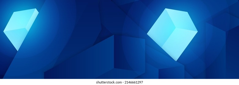 3d Rectangle Abstract Background Dark Blue For Presentation Background, Tech Banner, Wide Backdrop