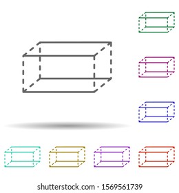 3d rectangle with dashed edges multi color icon. Simple thin line, outline vector of geometric figures icons for ui and ux, website or mobile application