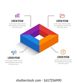 3D rectangle infographic template for business with icons