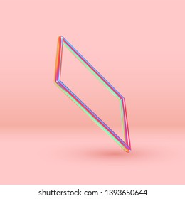 3d Rectangle shape objects. Minimal Abstract background with Gradient blue and pink color elements square frame levitation in space. Poster with realistic geometric volumetric shapes