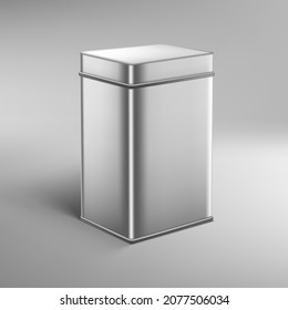 3D Rectangular Aluminum Metal Box Container Packaging. EPS10 Vector