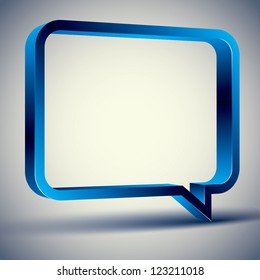 3d rectangular rounded empty speech bubble, vector background.