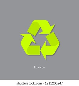 3d recycle icon. Isolated recycle design element in trendy paper art 3d style. Eco concept for print or info graphic. Recycle or reuse concept.