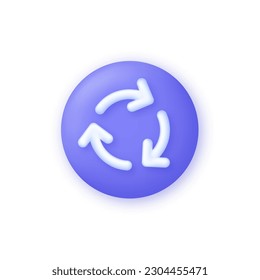 3D Recycle icon. Recycling and rotation arrow. Environmental protection. Trendy and modern vector in 3d style.