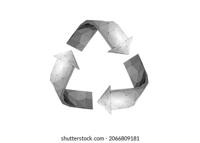Símbolo de plástico para reciclar 3D. Seguridad ambiental industria del reciclaje urbano. Gestión ecológica de la basura orgánica. Ilustración del vector biológico moderno de flecha triangular