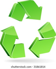 3d Recycle symbol. Vector illustration.