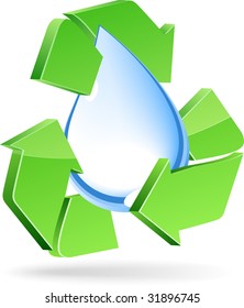 3d Símbolo de reciclaje. Ilustración vectorial.