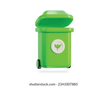 3d recycle and trash bin icon vector illustration