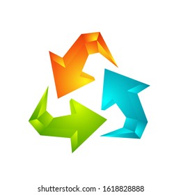 3d recycling logo symbol 3 arrows recycle signs vector illustration concept