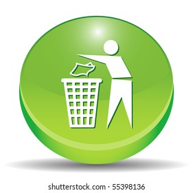 3D recycling Sign Button Icon