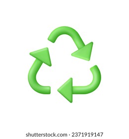 3D Recycling symbol. Recycle Reuse Reduce Icon. Biodegradable Recycled. Earth Day, Environment day, Ecology concept. Trendy and modern vector in 3d style.