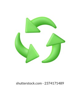 3D Recycling symbol. Recycle Reuse Reduce Icon. Biodegradable Recycled. Earth Day, Environment day, Ecology concept. Trendy and modern vector in 3d style.