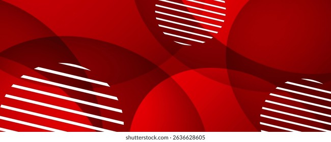 3D red abstract background overlap layer on dark space with circles lines effect decoration. Modern graphic design element cutout style concept for web banner, art, flyer, card, cover, or brochure