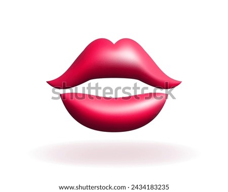 3d red abstract lips vector illustration design. Sexy mouth, lipstick, makeup, make up.