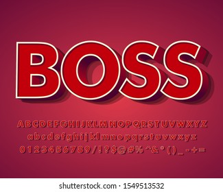 3D red alphabet with extrude and red background, retro sign with pop typography style, fancy 3d font and vintage typeface.