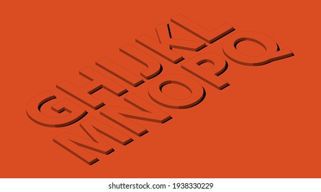 3d red alphabet shape letters. Isometric halftone vector font design. EPS 10 abc concept typography