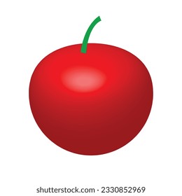 3D red apple icon on a white background, easily editable apple icon for your design, vector art illustration