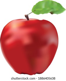 3d red apple illustrator with white background