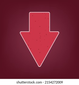 3d red arrow down. Direction icon or pointer. The concept of decreasing decline or negative score and result. Numeric, symbol down. Vector illustration for building financial charts with an arrow.