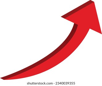 Icono de flecha roja 3D para aplicación, símbolos de ilustración vectorial digital web