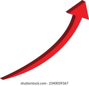 3D red arrow icon for app, web digital vector illustration symbols