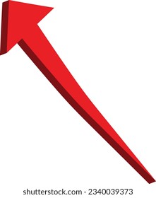 Icono de flecha roja 3D para aplicación, símbolos de ilustración vectorial digital web