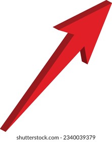 Icono de flecha roja 3D para aplicación, símbolos de ilustración vectorial digital web